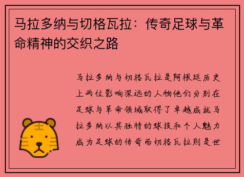 马拉多纳与切格瓦拉：传奇足球与革命精神的交织之路